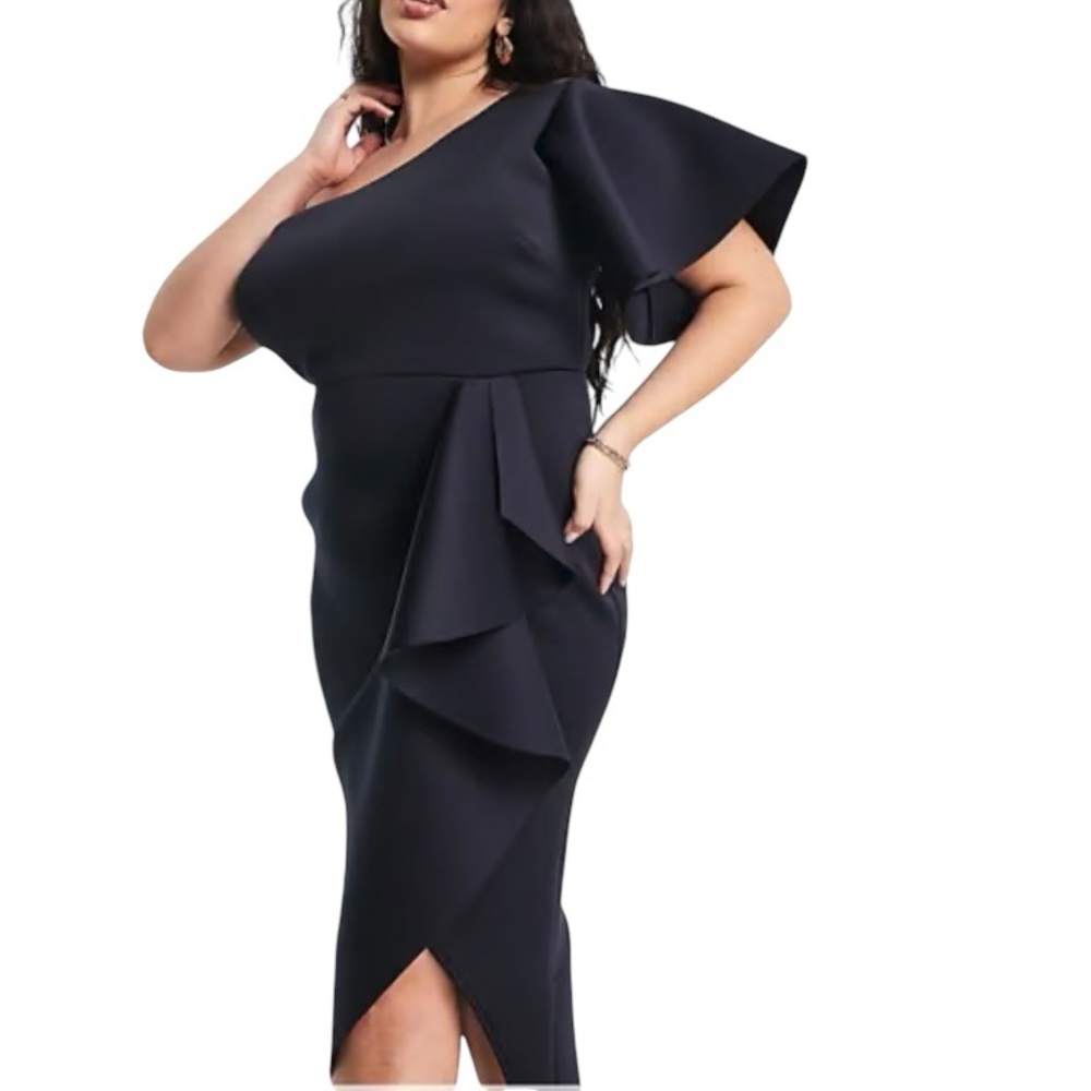 TRUE VIOLET by ASOS Navy One-Shoulder Dress